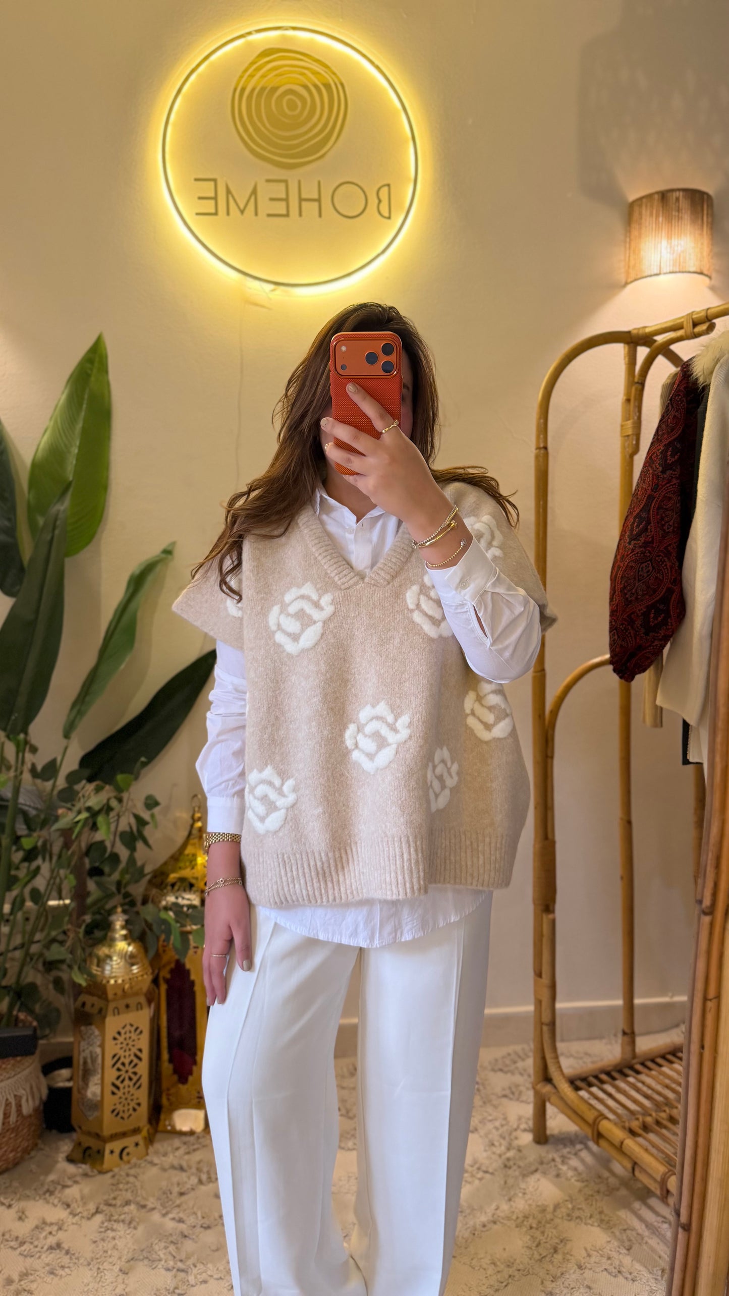 Roses Beige Triko Vest