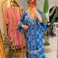 The Italian Blue Embroidery Dress With Tassels