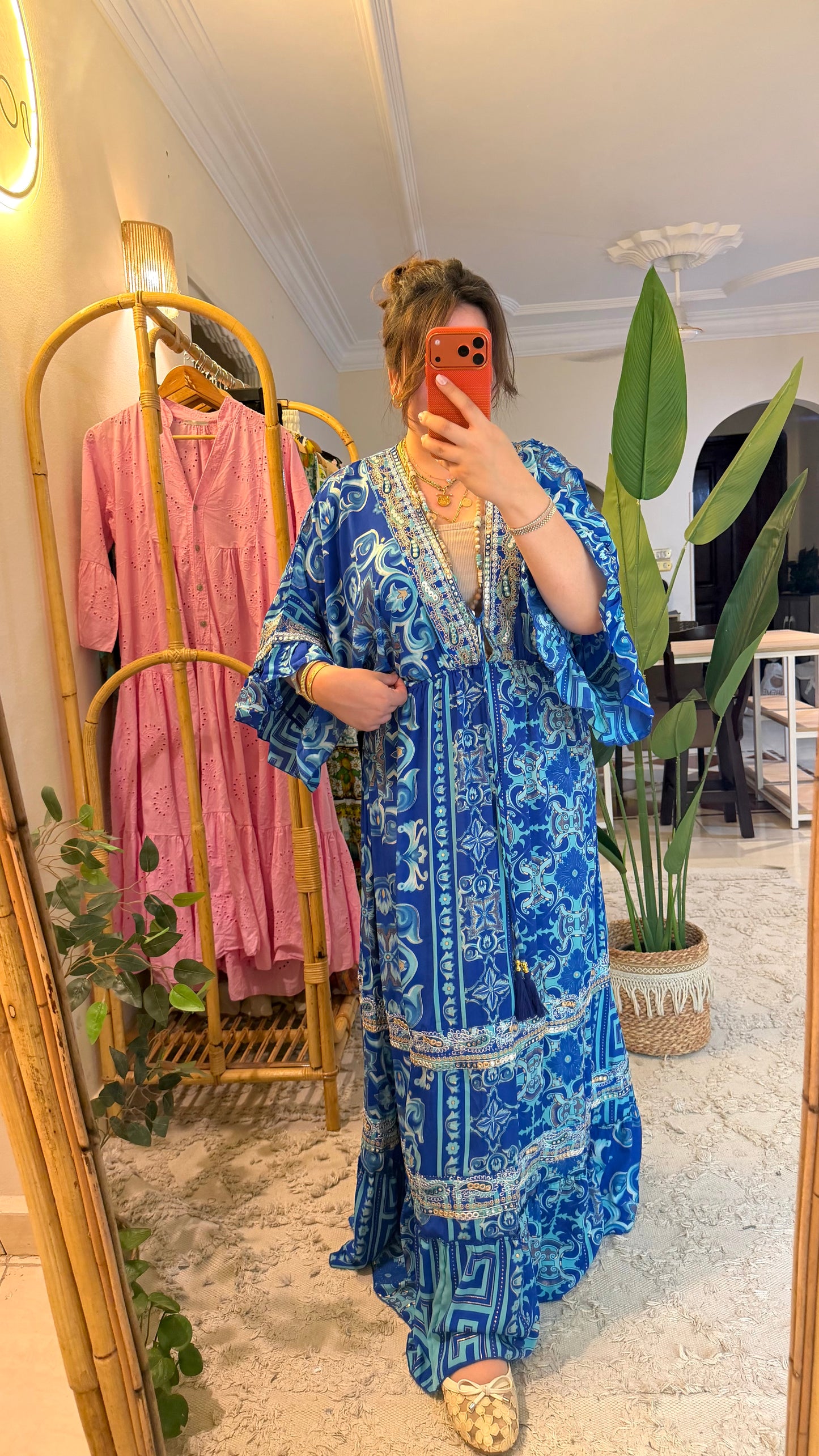 The Italian Blue Embroidery Dress With Tassels