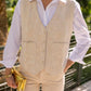 Linen Floral Embroidered Vintage Vest