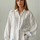 The White Blue Bow Embroidered Shirt
