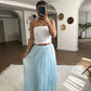 Baby Blue Crinkled Cotton Inlined Skirt