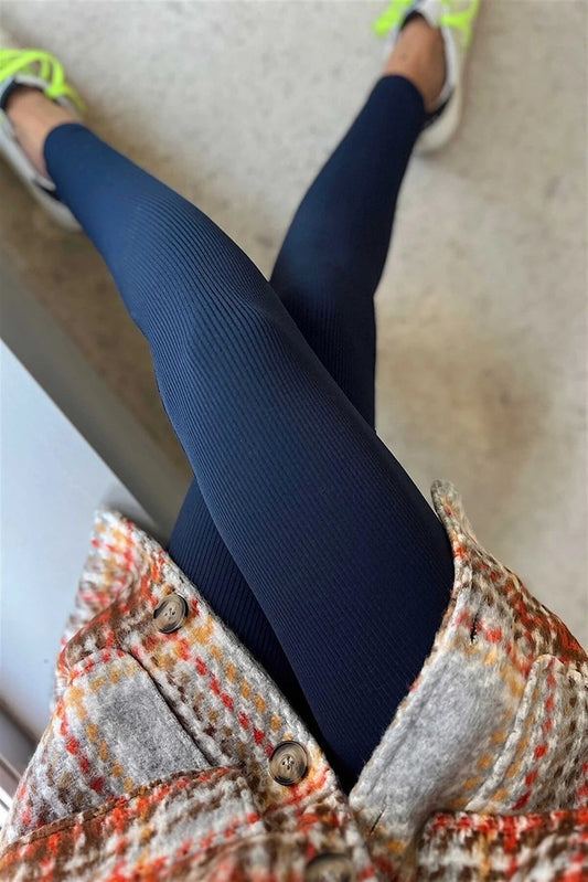 Navy Ribbed THERMAL Leggings
