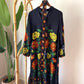 Black X Yellow Floral Pixel Belted Dress