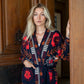 Navy Premium Embroidered Triko Belted Jacket