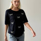 Black Pearl Bows Emballished T-Shirt
