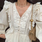 Dantel Detailed Beige Blouse