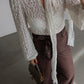 Off White Lace Blouse With Front Ties