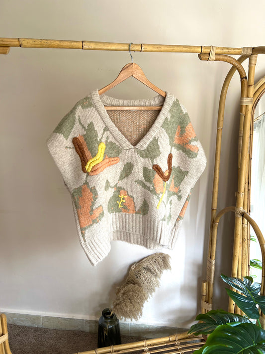 Embroidered Neutral Colors Triko Vest