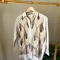 Beige Embroidered Leaves Linen Shirt