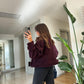Burgundy Wool Belted Coat