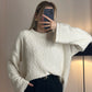 Off White Round Neck Stitch Pullover