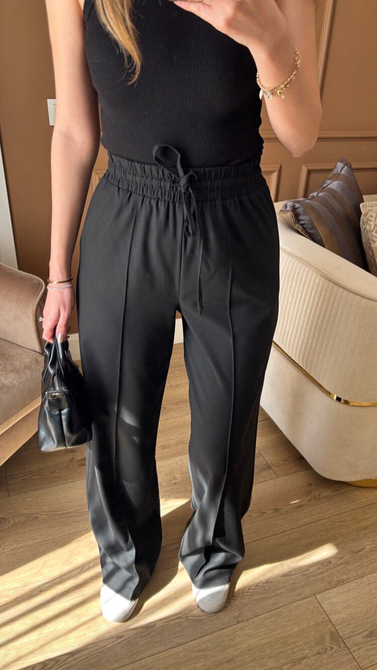 Black Linen Pants With Elastic Waist