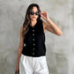 Black Vest With Golden Heart Buttons