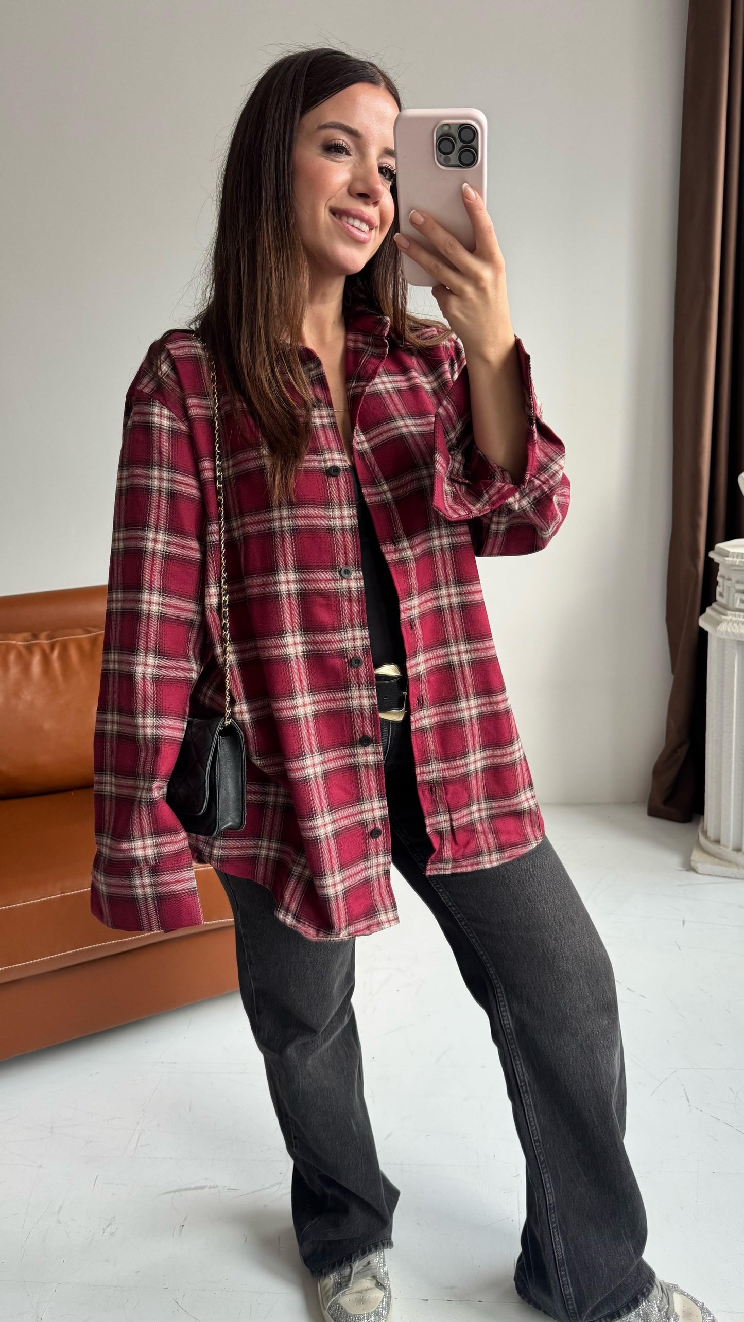 Red Plaid Cotton Shirt