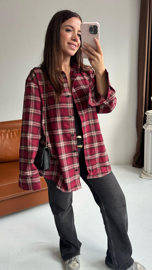 Red Plaid Cotton Shirt