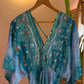 The Italian Green Elastic Waist Dress With Embroidery & Tassels