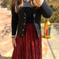 Burgundy Crinkled Maxi Skirt