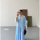 Italian Blue Stitching Cotton Dress
