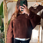 Chocolate Brown Boat Neck Heavy Pullover