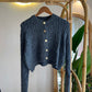 Grey Braided Cardigan With Golden Buttons