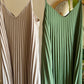 Beige Pleated Straps Italian Dress