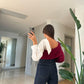 Maroon Off Shoulder Pullover With Shirt Sleeve