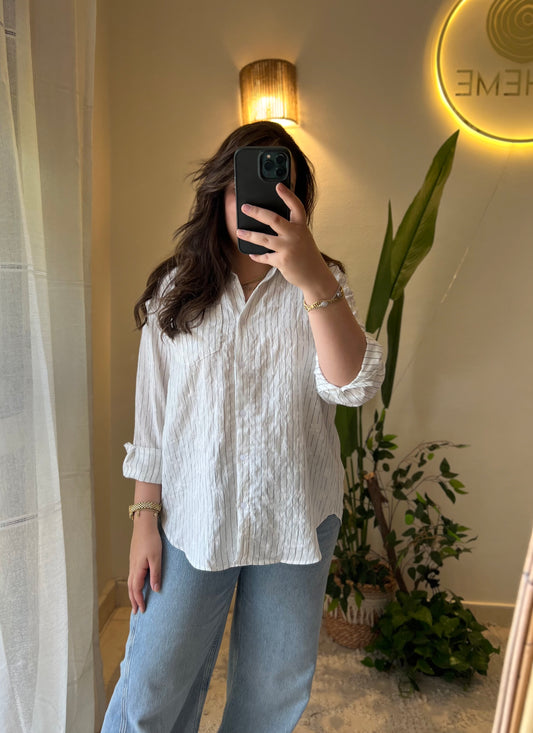 Striped Black Embroidered Shirt