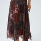 Boho Patchwork Asymmetrical Chiffon Skirt With Leather Belt