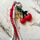 Cherry With Golden Bow Bag Charm