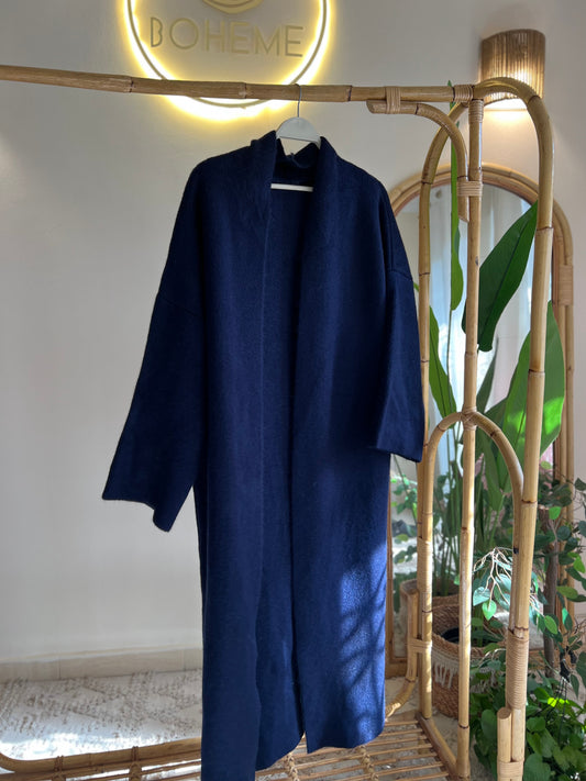 Navy Heavy Longline Coat Cardigan
