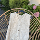 Crochet White Embroidered Floral Vest