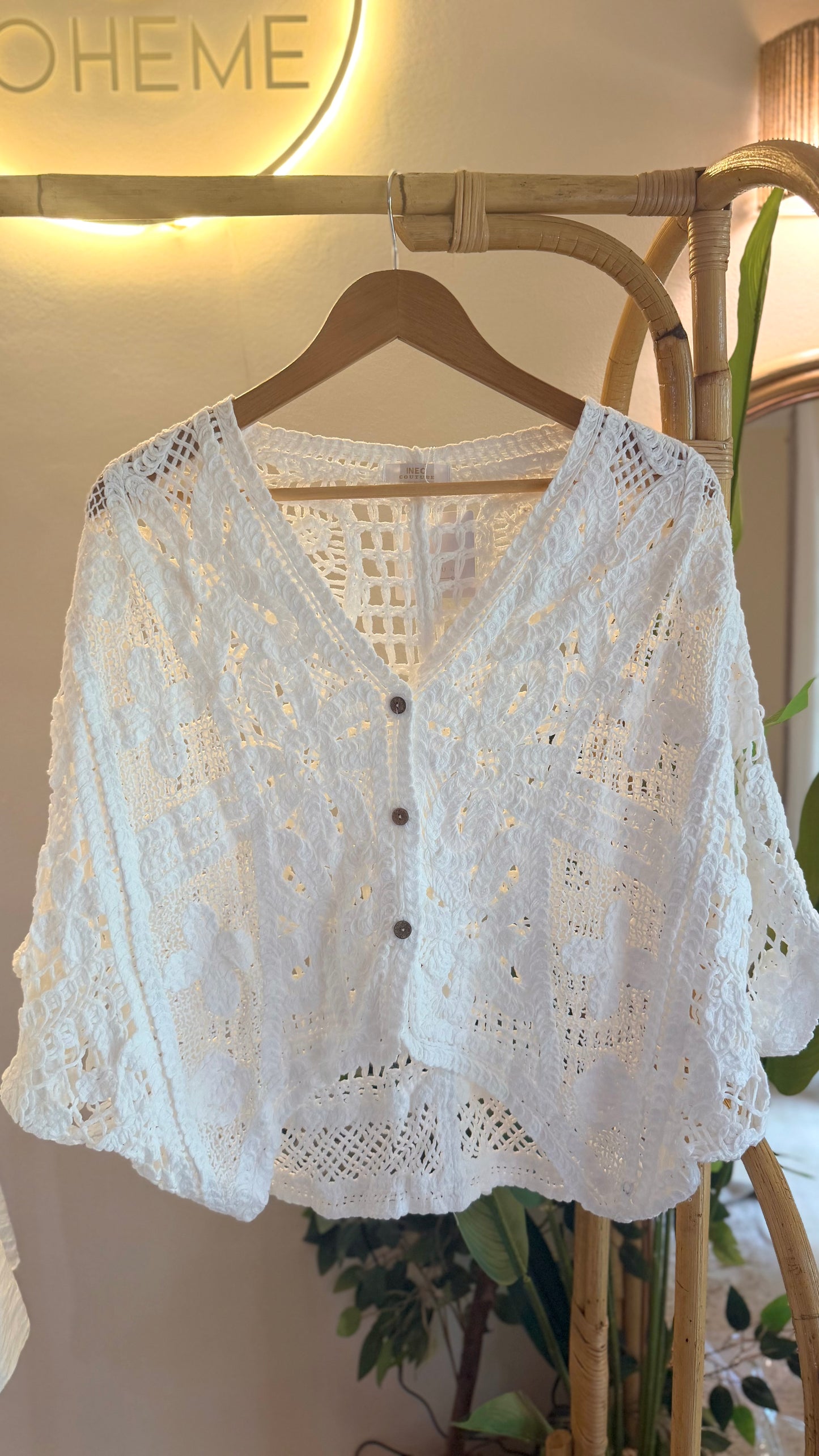 Italian White Crochet Top With Buttons (Pattern 2)