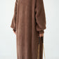 Brown Fluffy Heavy Longline Coat Cardigan