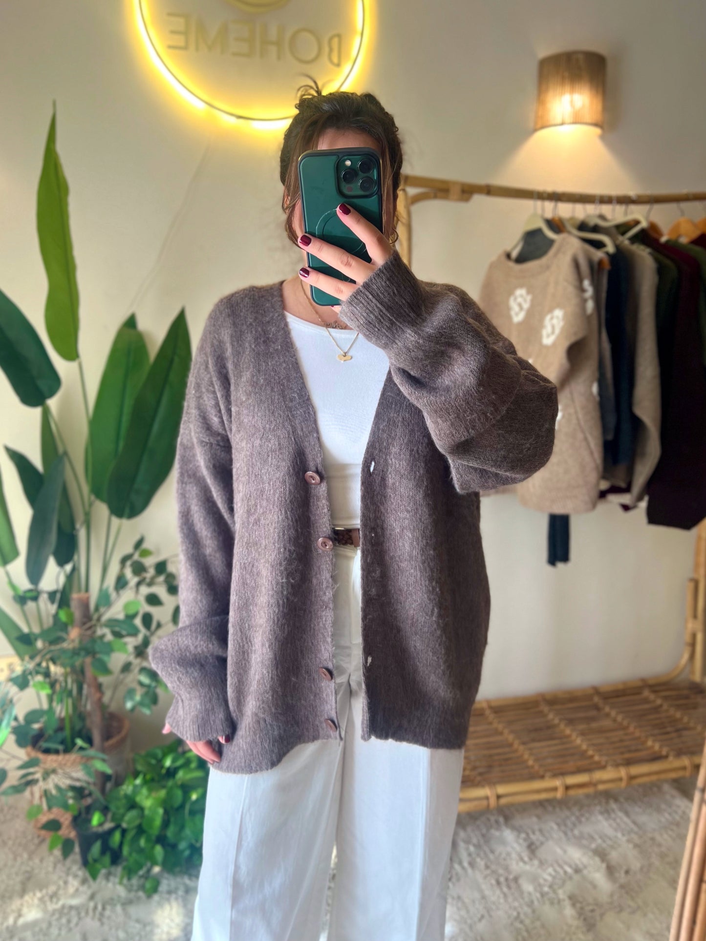 Cafe Mohair Cardigan With Buttons