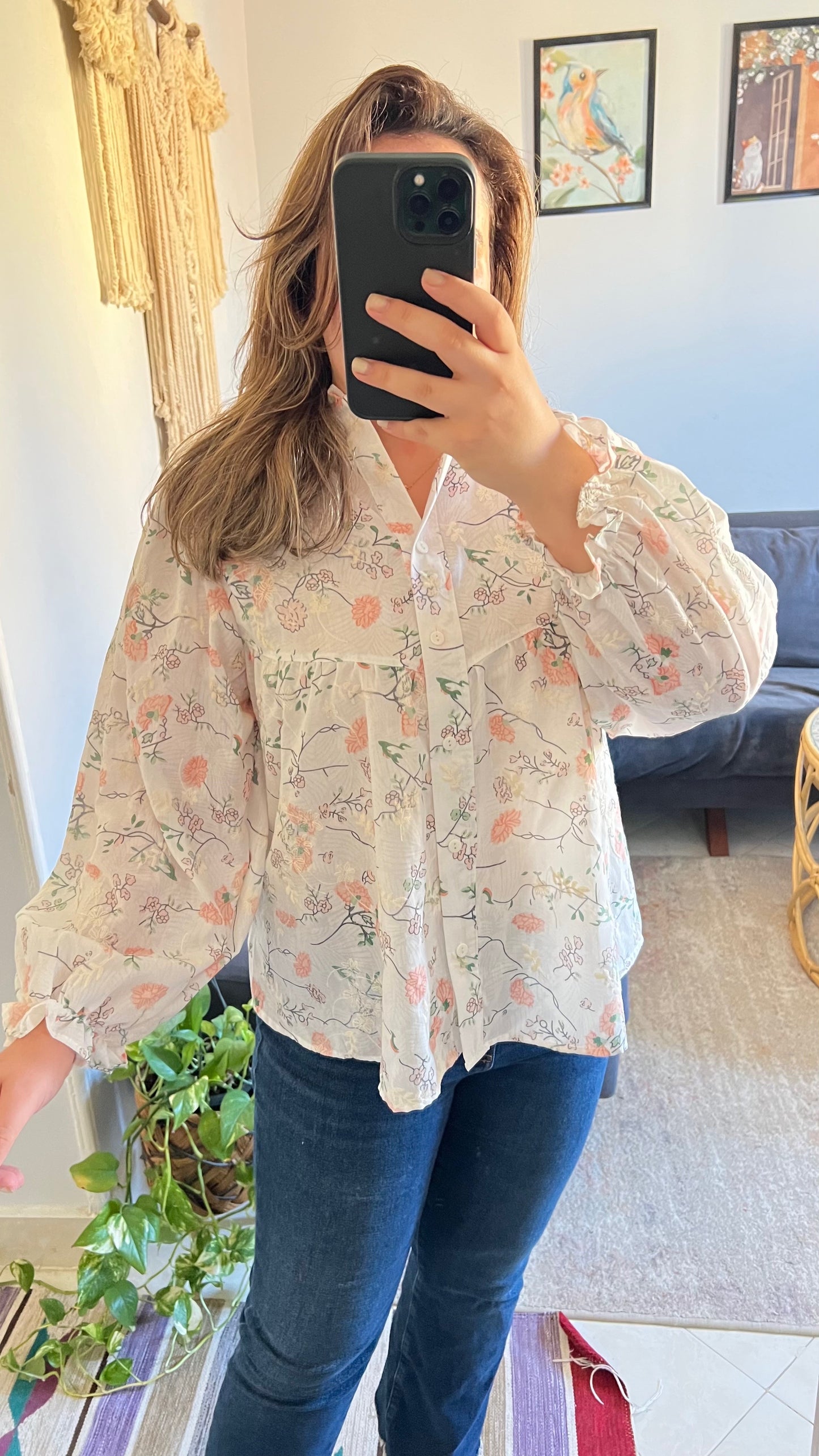 Pink Embroidered Floral Blouse