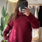 Burgundy Pearl Pompom Pullover