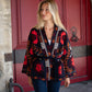 Navy Premium Embroidered Triko Belted Jacket