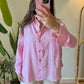 Pink Linen Shell Buttons Shirt