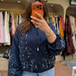 Navy Embroidered Bomber Jacket