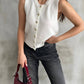 Cream Vest With Golden Heart Buttons