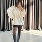 Off White Round Neck Stitch Pullover