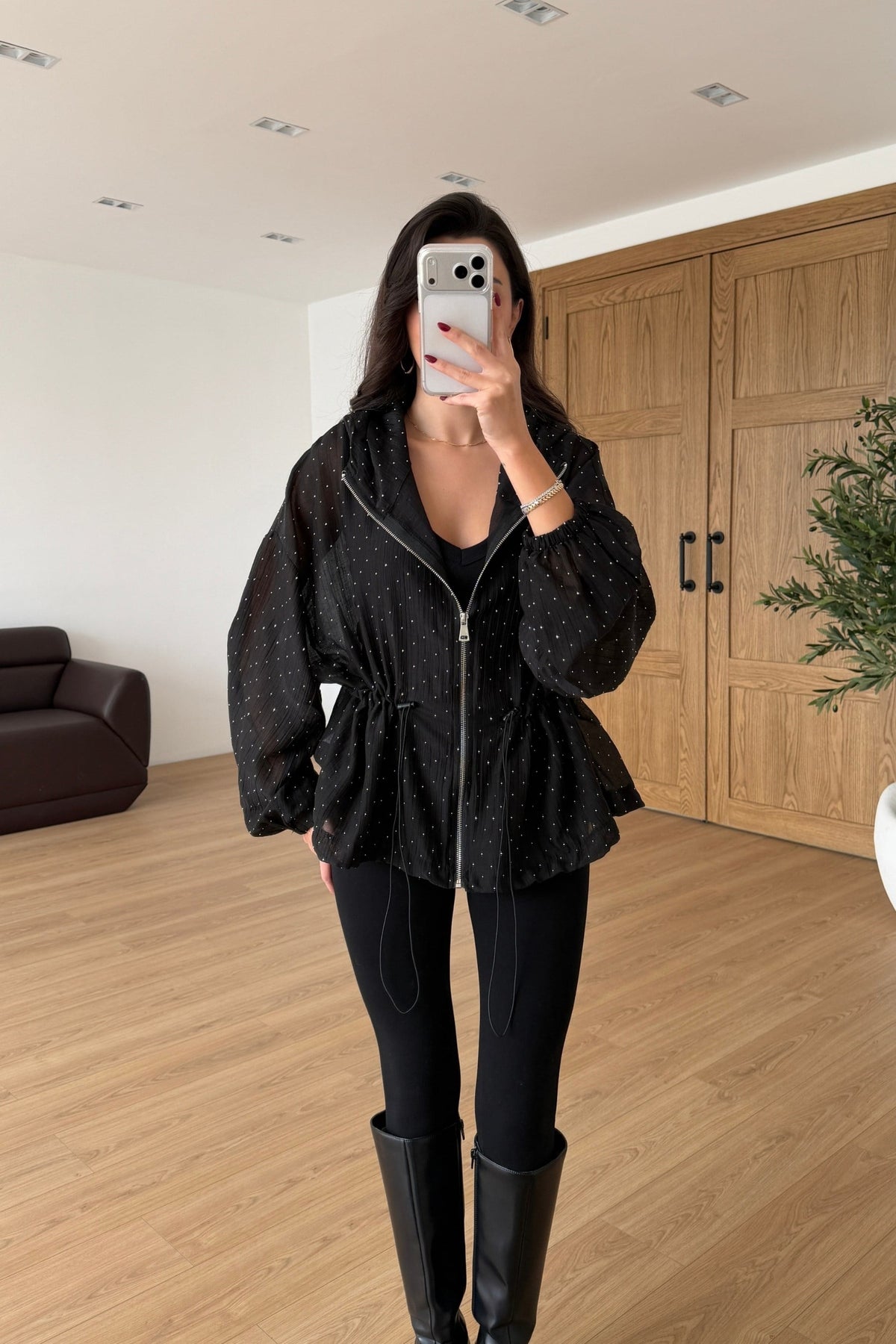Sparkly Organza Black Studded Jacket