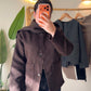 Brown Wool Jacket With Pockets & Detachable Scarf