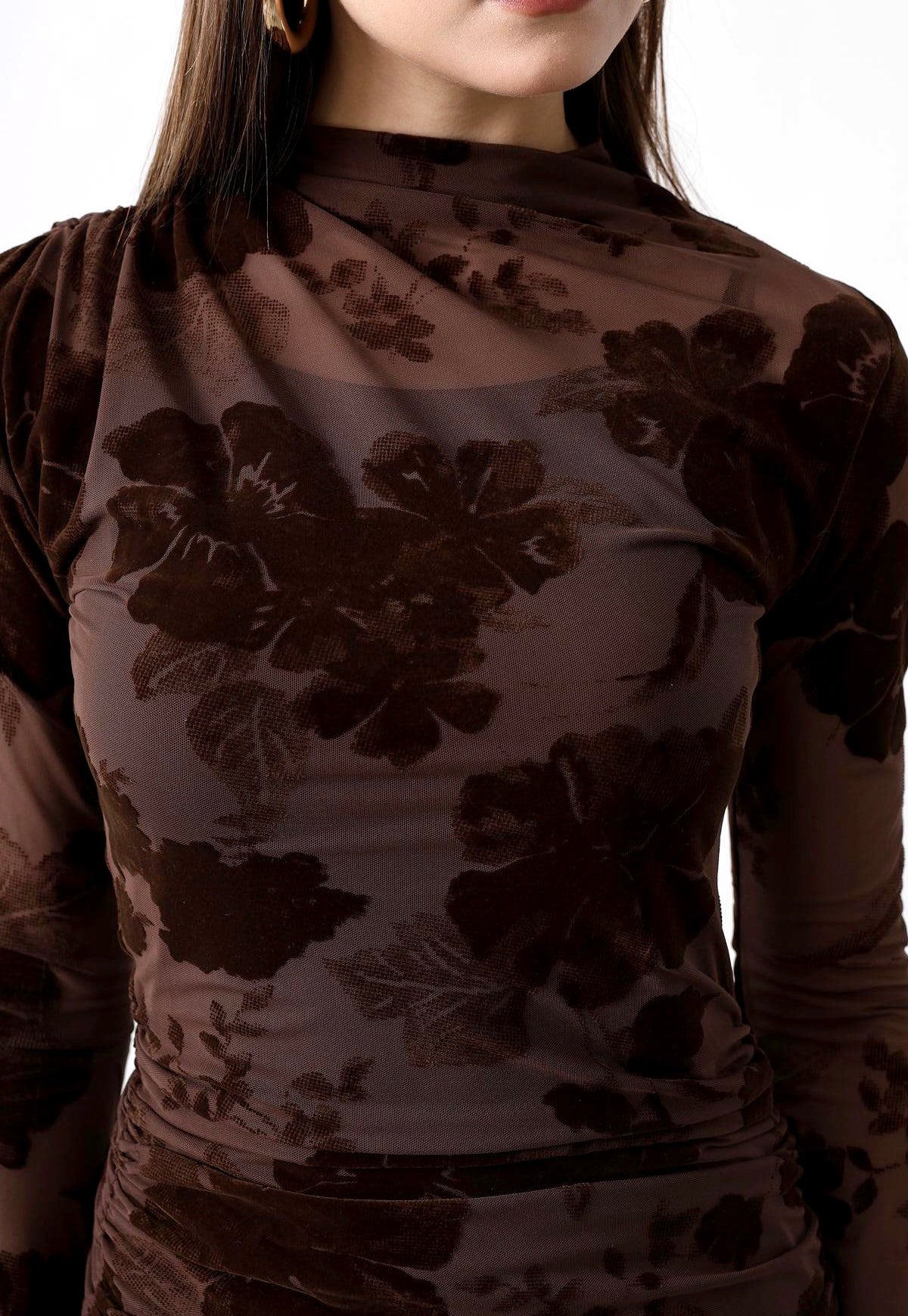 Brown Velvet & Tull Bodycon Dress