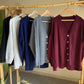 Burgundy Oversized Cardigan With Golden Buttons