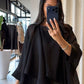 Black Chiffon Cape Blouse