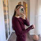 Burgundy Basic Top With Golden Buttons