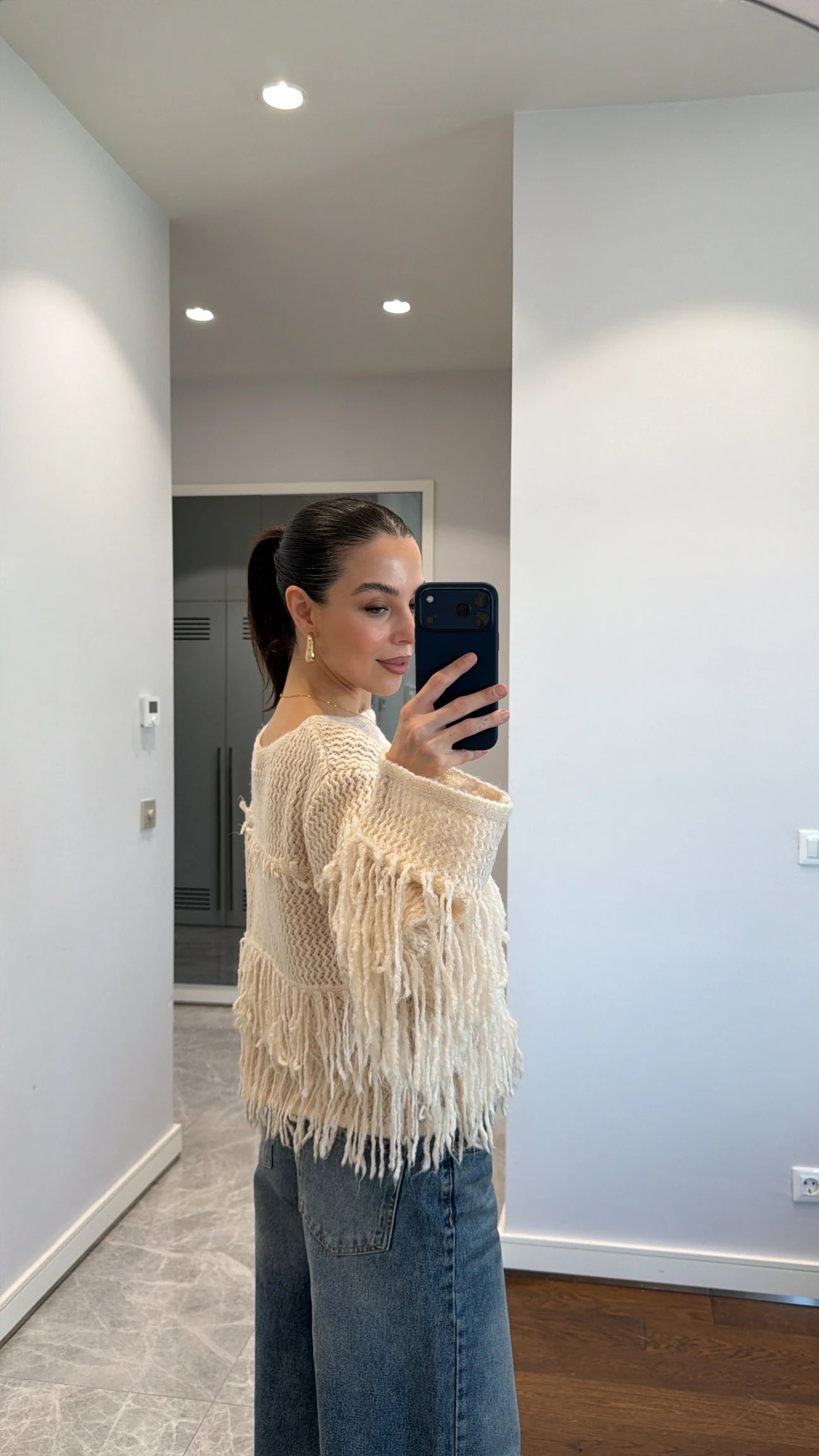 The Boho Fringe Cream Pullover