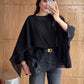 Black Chiffon Cape Blouse